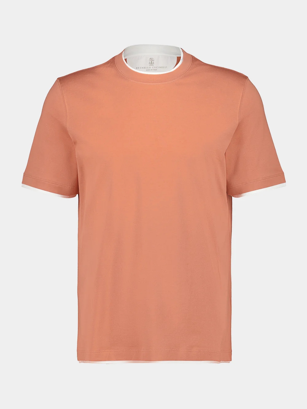 Apricot Cotton Faux-Layered Crew Neck T-Shirt - Image 2