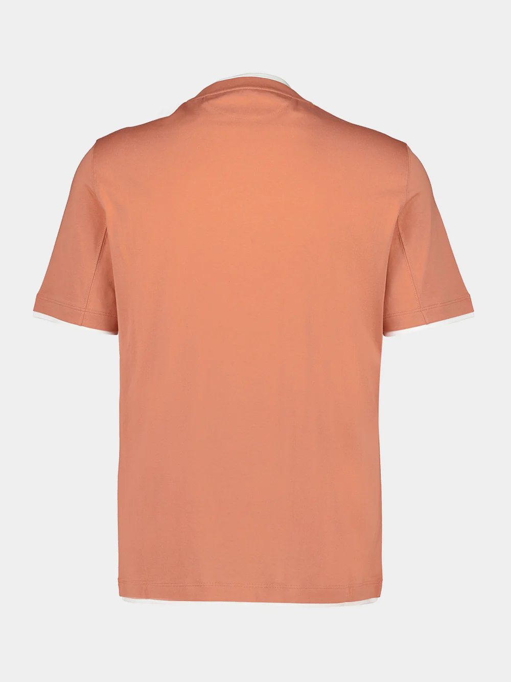 Apricot Cotton Faux-Layered Crew Neck T-Shirt - Image 4