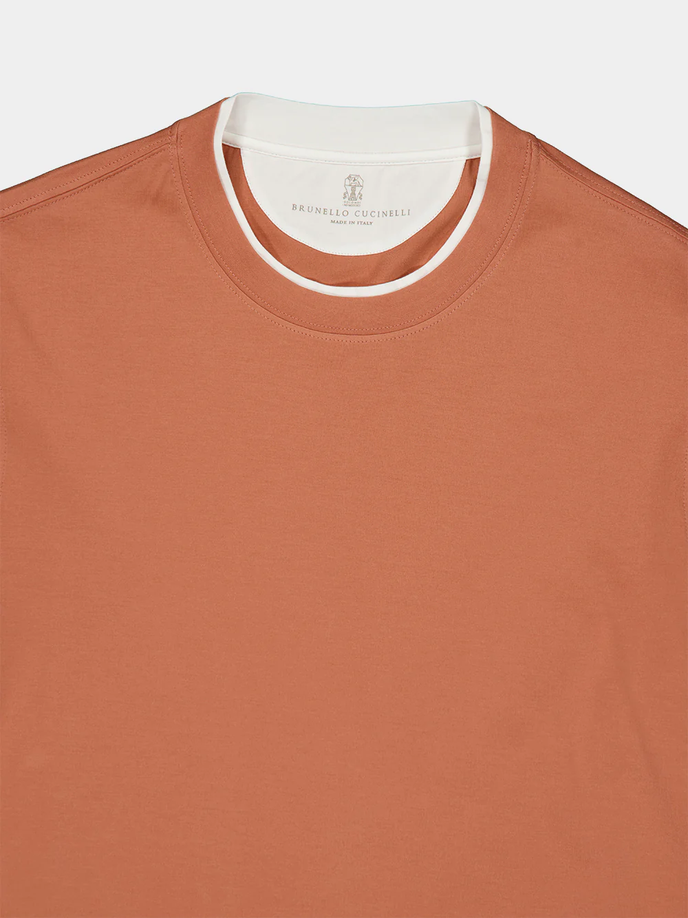 Apricot Cotton Faux-Layered Crew Neck T-Shirt - Image 5