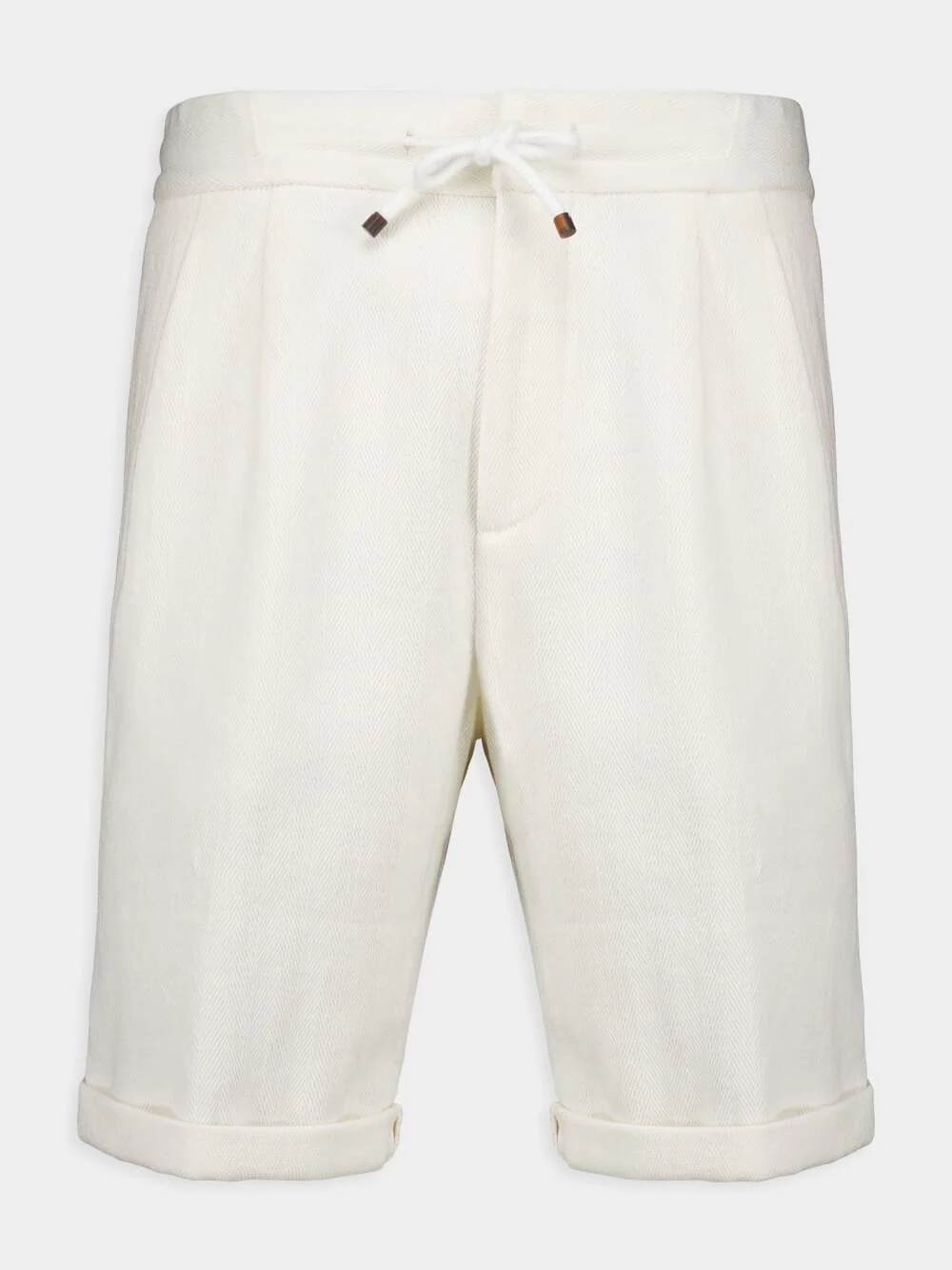 White Bermuda Shorts with Drawstring