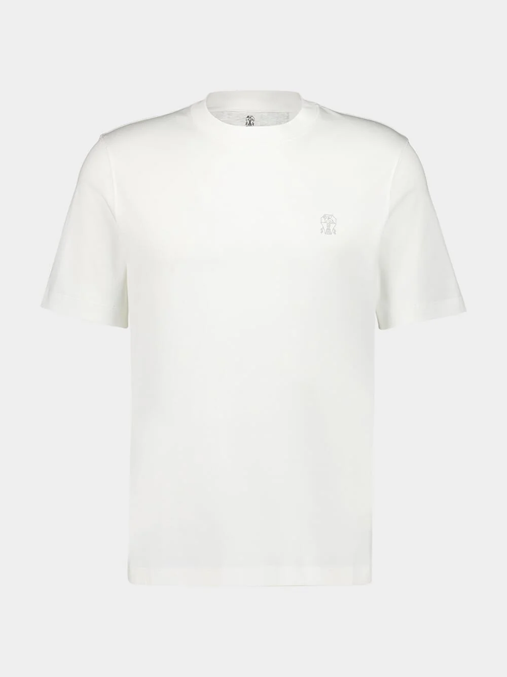 White Cotton Crew-Neck T-Shirt with Logo