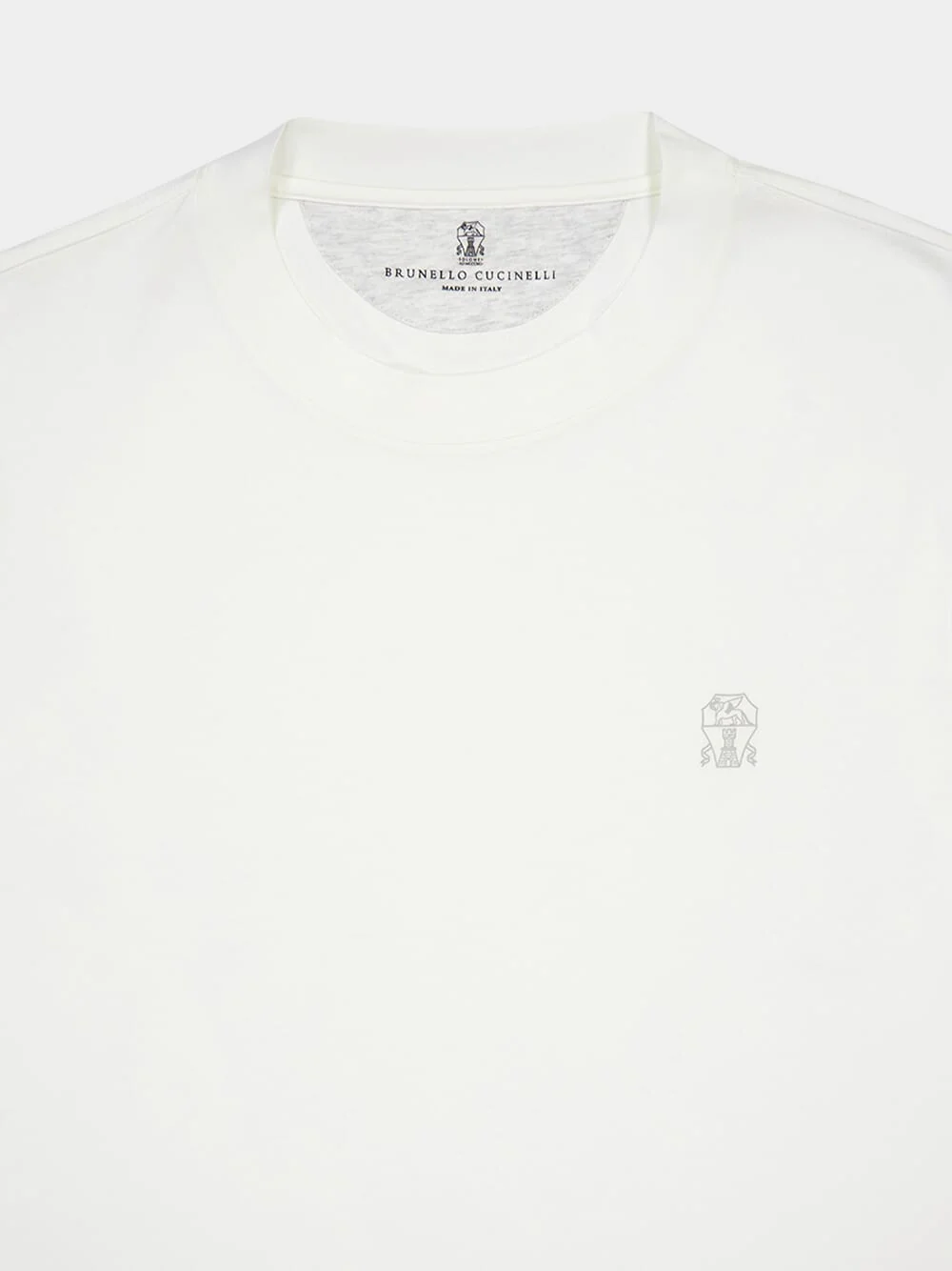 White Cotton Crew-Neck T-Shirt with Logo - Image 3