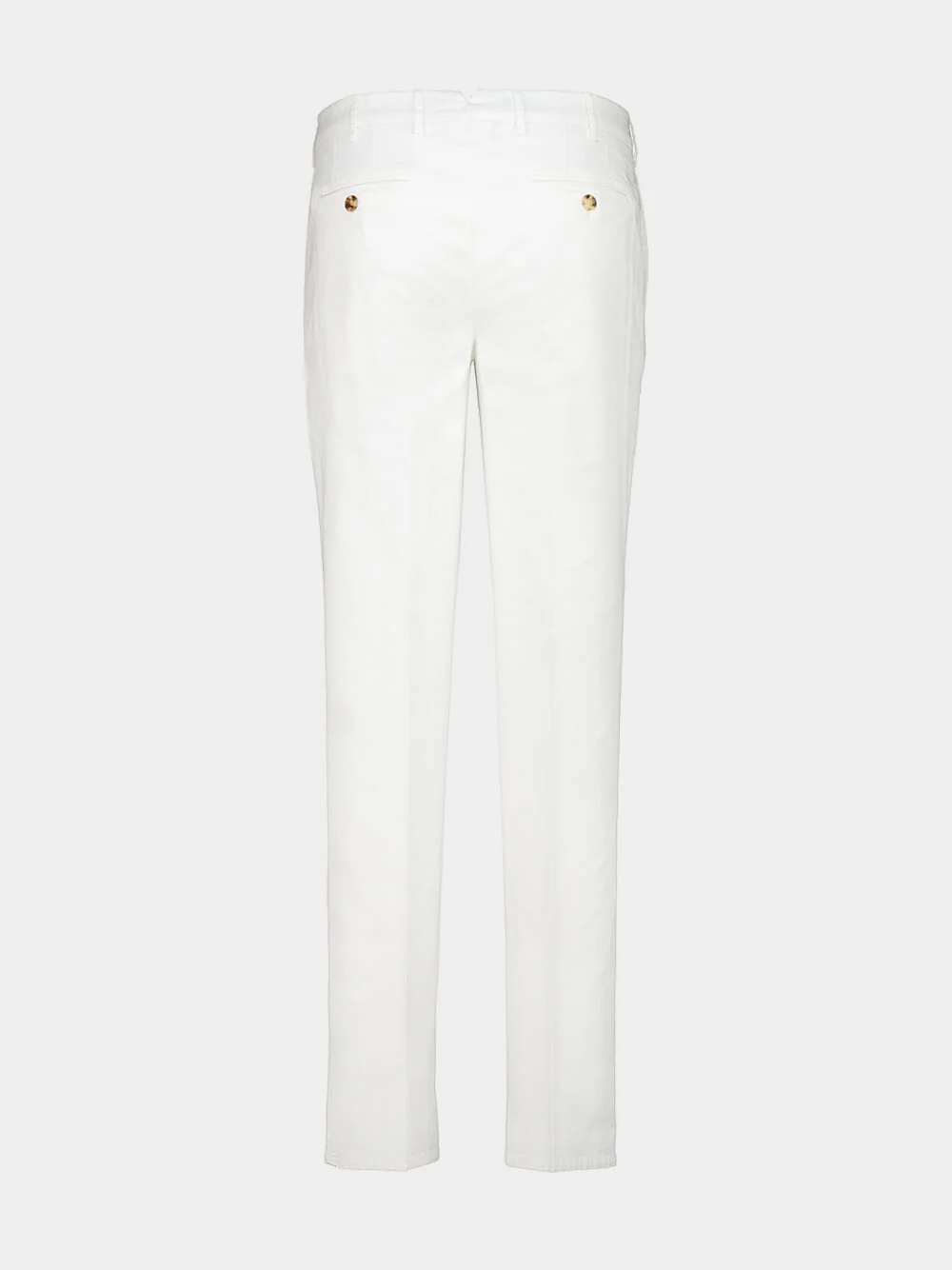 White Italian Fit Cotton Trousers - Image 4