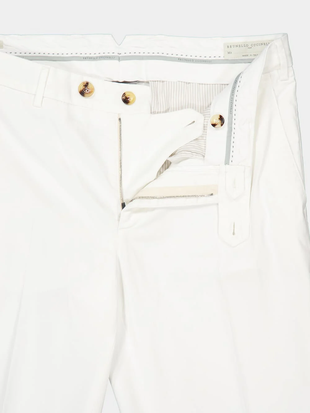 White Italian Fit Cotton Trousers - Image 6