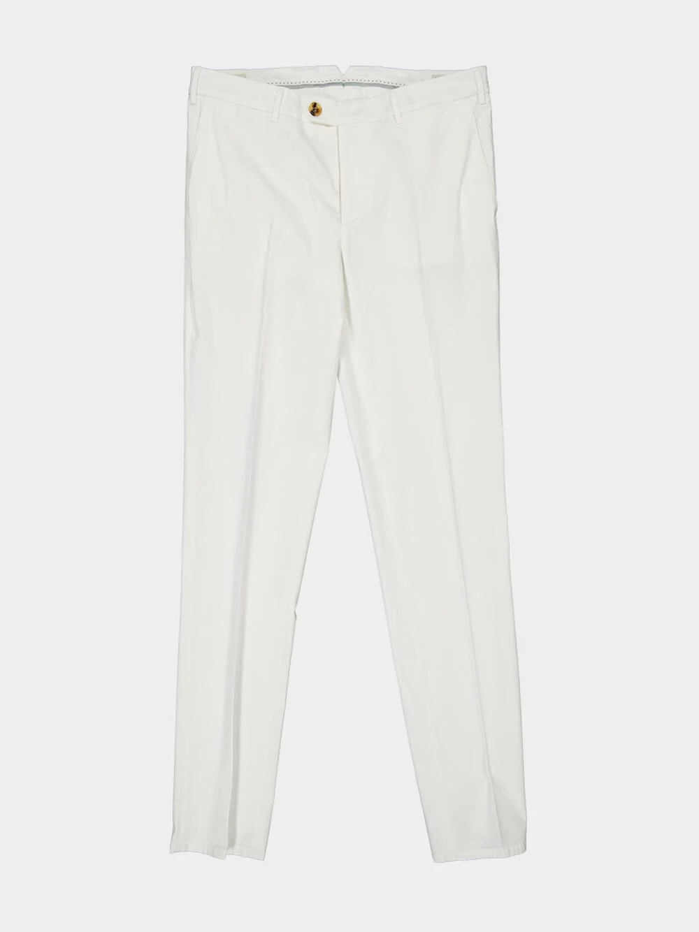 White Italian Fit Cotton Trousers - Image 8