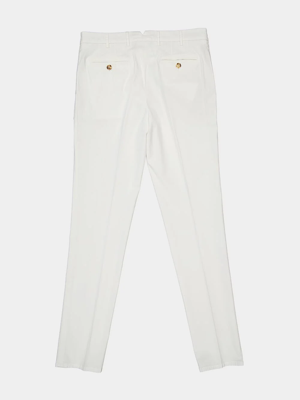 White Italian Fit Cotton Trousers - Image 9