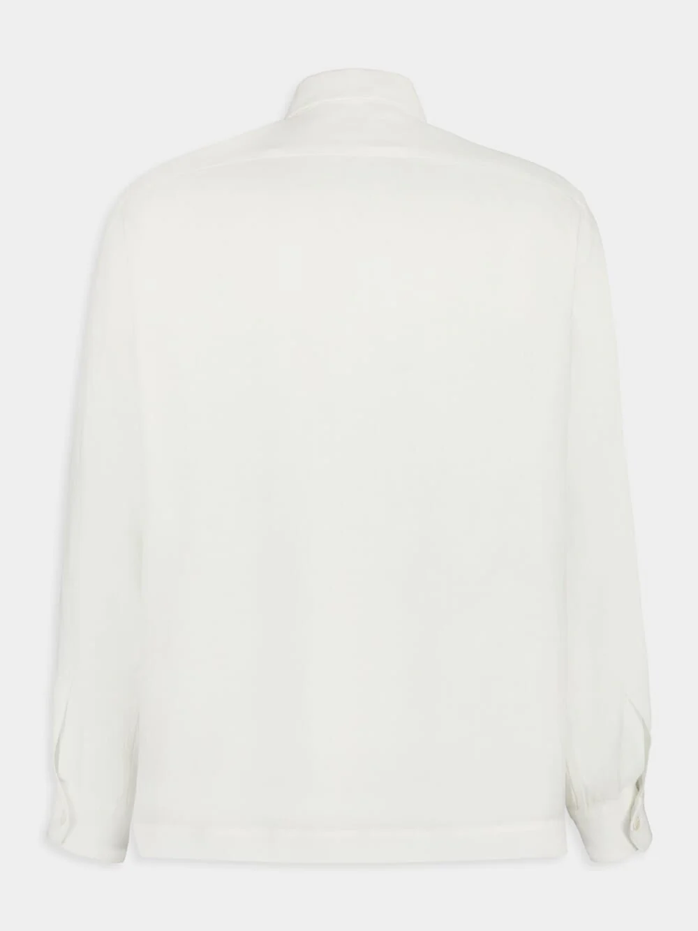 White Linen Button-Up Shirt with Pockets - Image 2