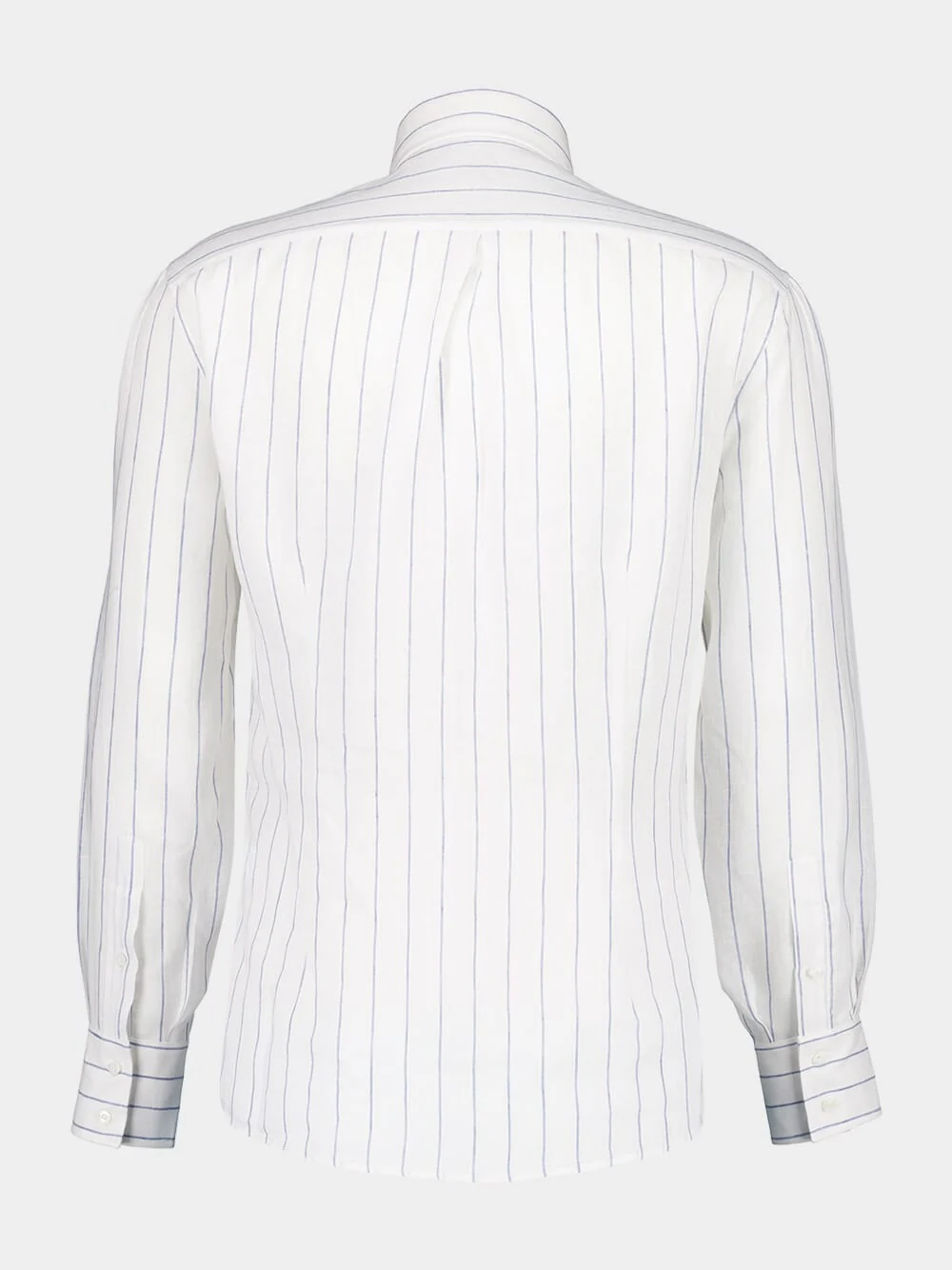 White Linen Striped Long-Sleeve Shirt - Image 2