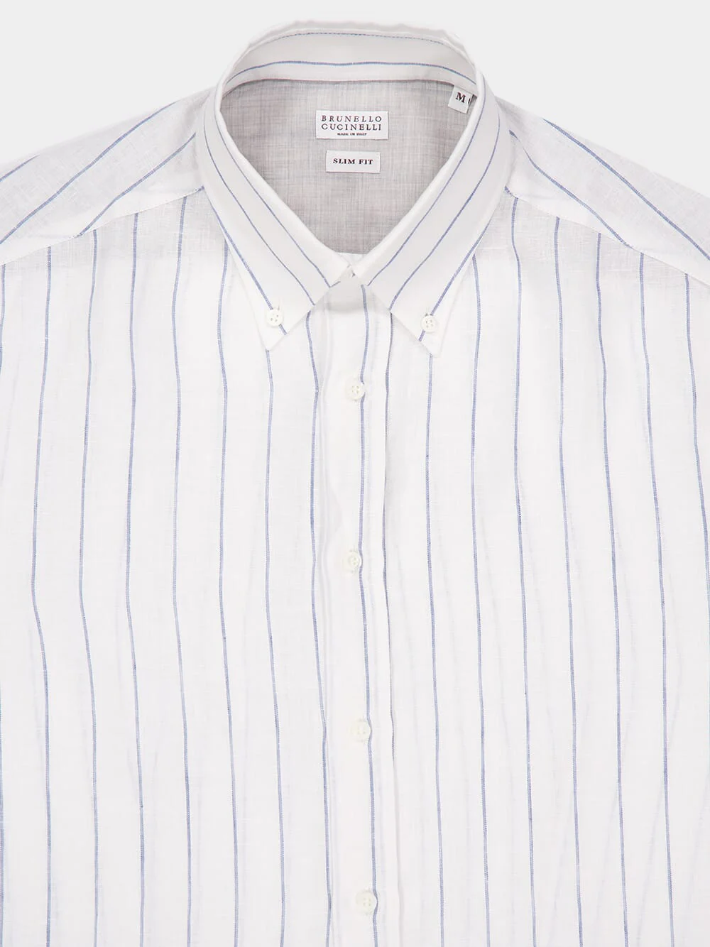 White Linen Striped Long-Sleeve Shirt - Image 3