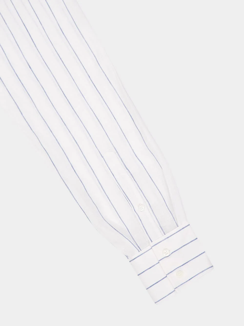 White Linen Striped Long-Sleeve Shirt - Image 4