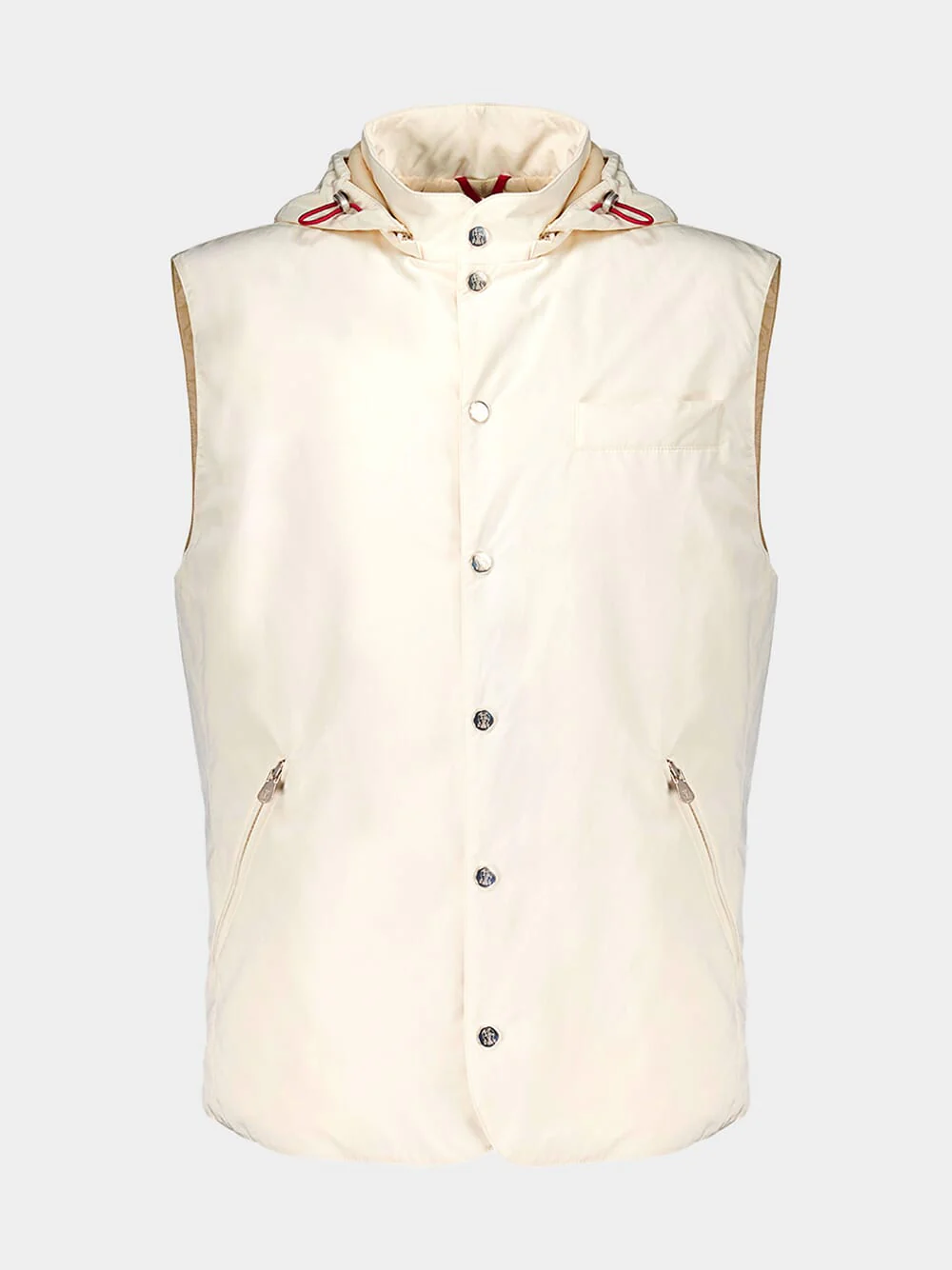 White Water-Resistant Hooded Vest