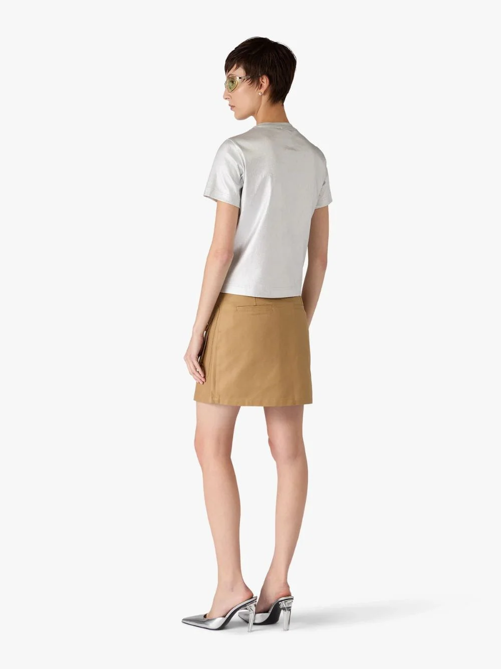 Beige Cotton Pocket Mini Skirt - Image 4