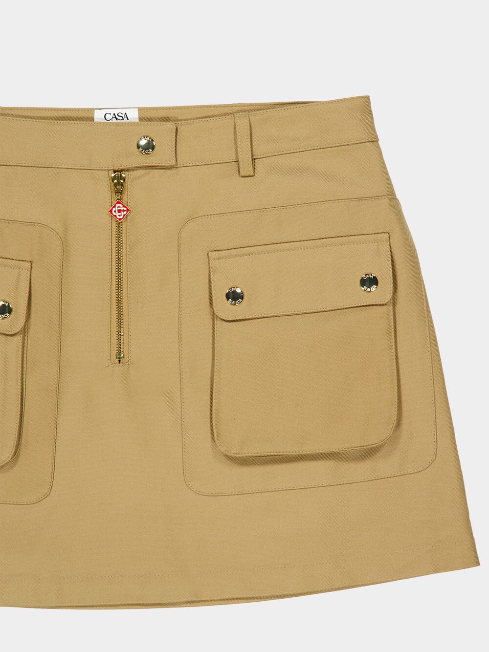 Beige Cotton Pocket Mini Skirt - Image 5