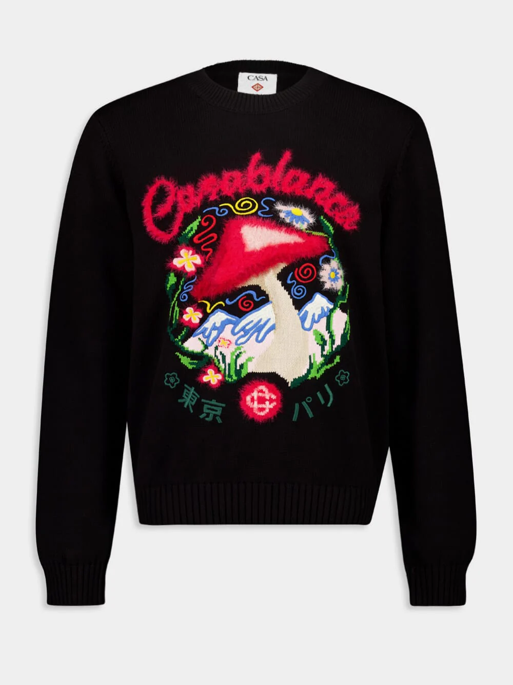 Black Cotton Embroidered Mushroom Jumper