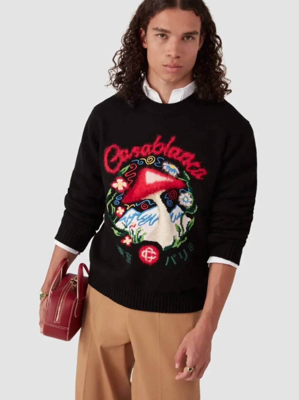 Black Cotton Embroidered Mushroom Jumper - Image 2