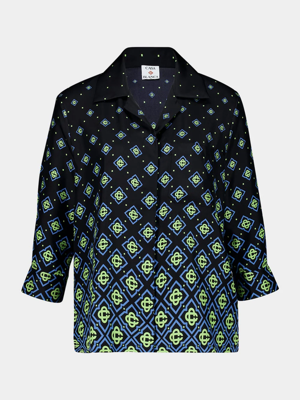 Black Degrade Monogram Long Sleeve Silk Shirt - Image 2