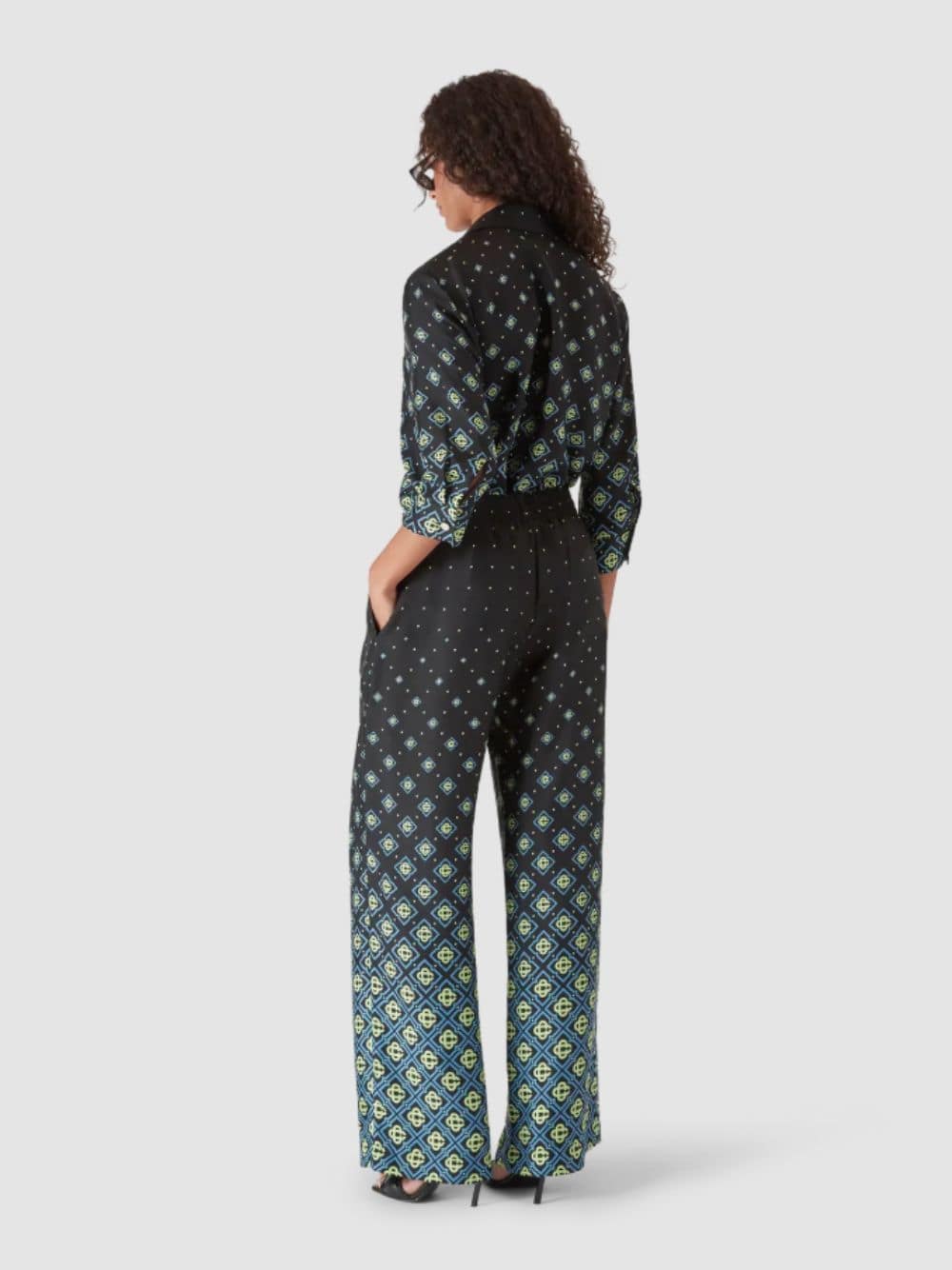Black Degrade Monogram Long Sleeve Silk Shirt - Image 3