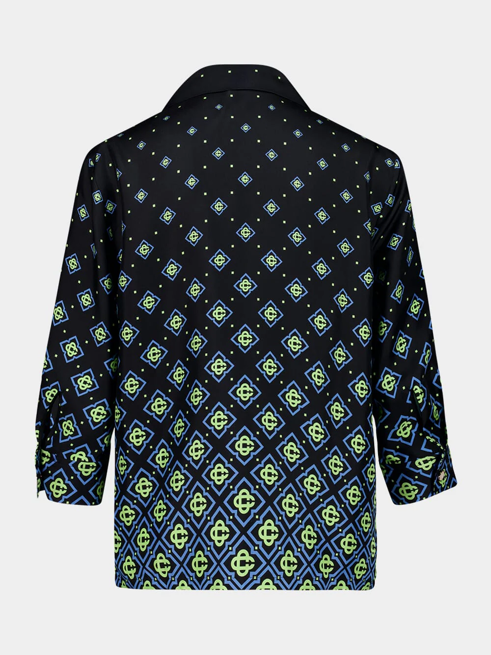 Black Degrade Monogram Long Sleeve Silk Shirt - Image 4