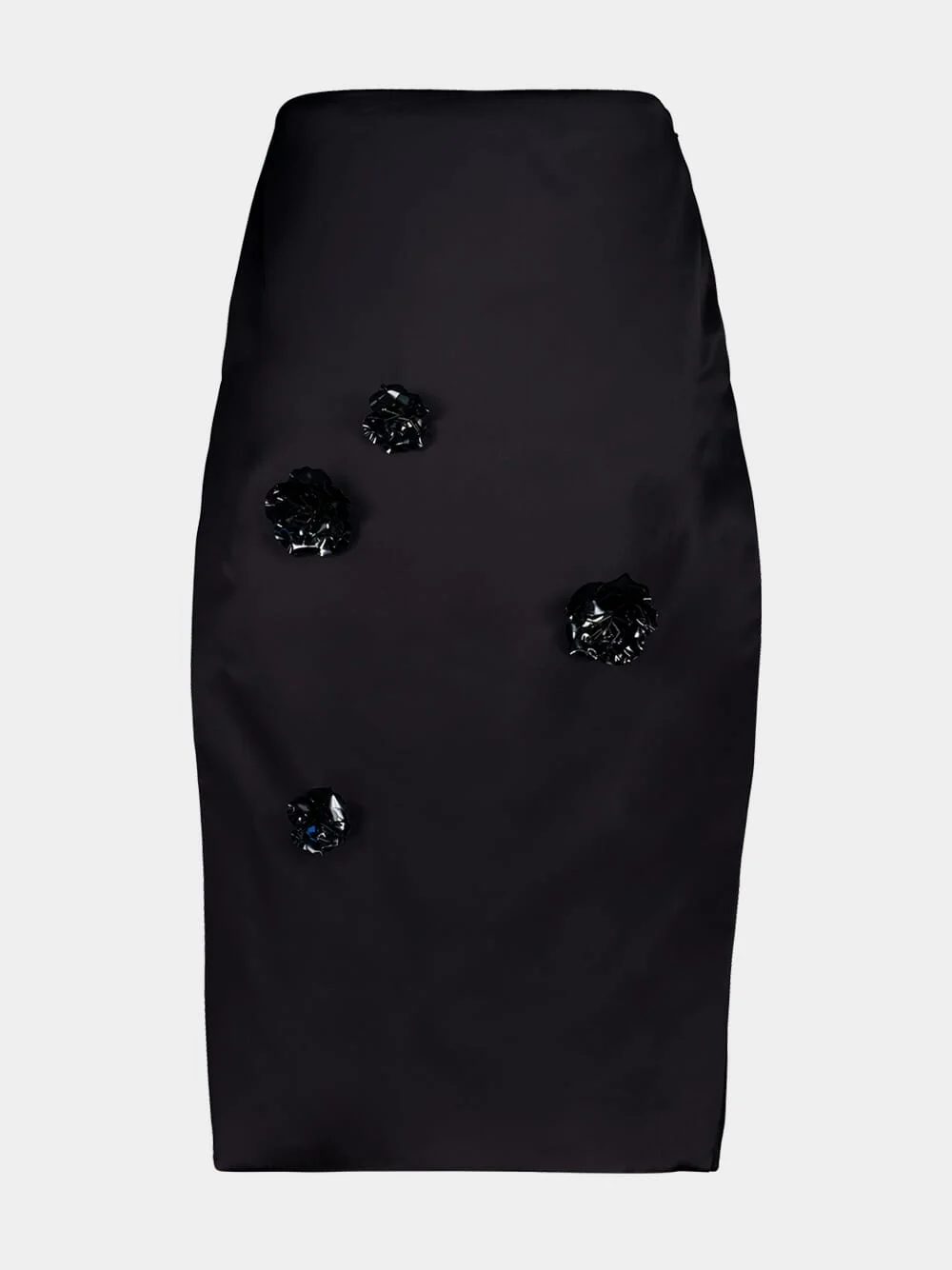 Black Duchesse Satin Midi Skirt - Image 2