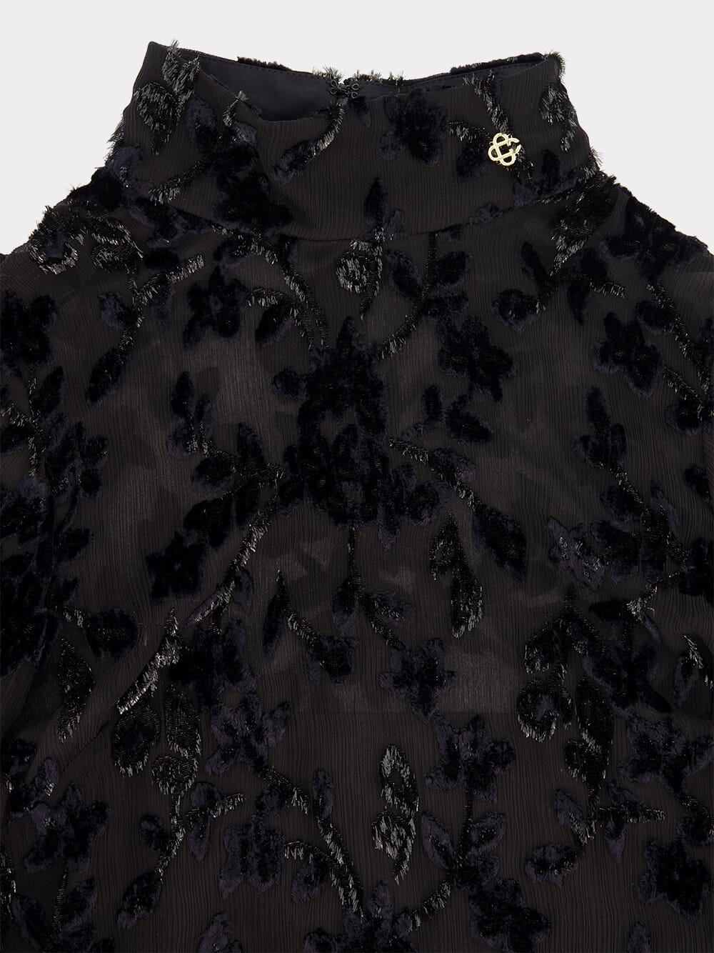Black Embroidered High-Neck Maxi Dress - Image 3