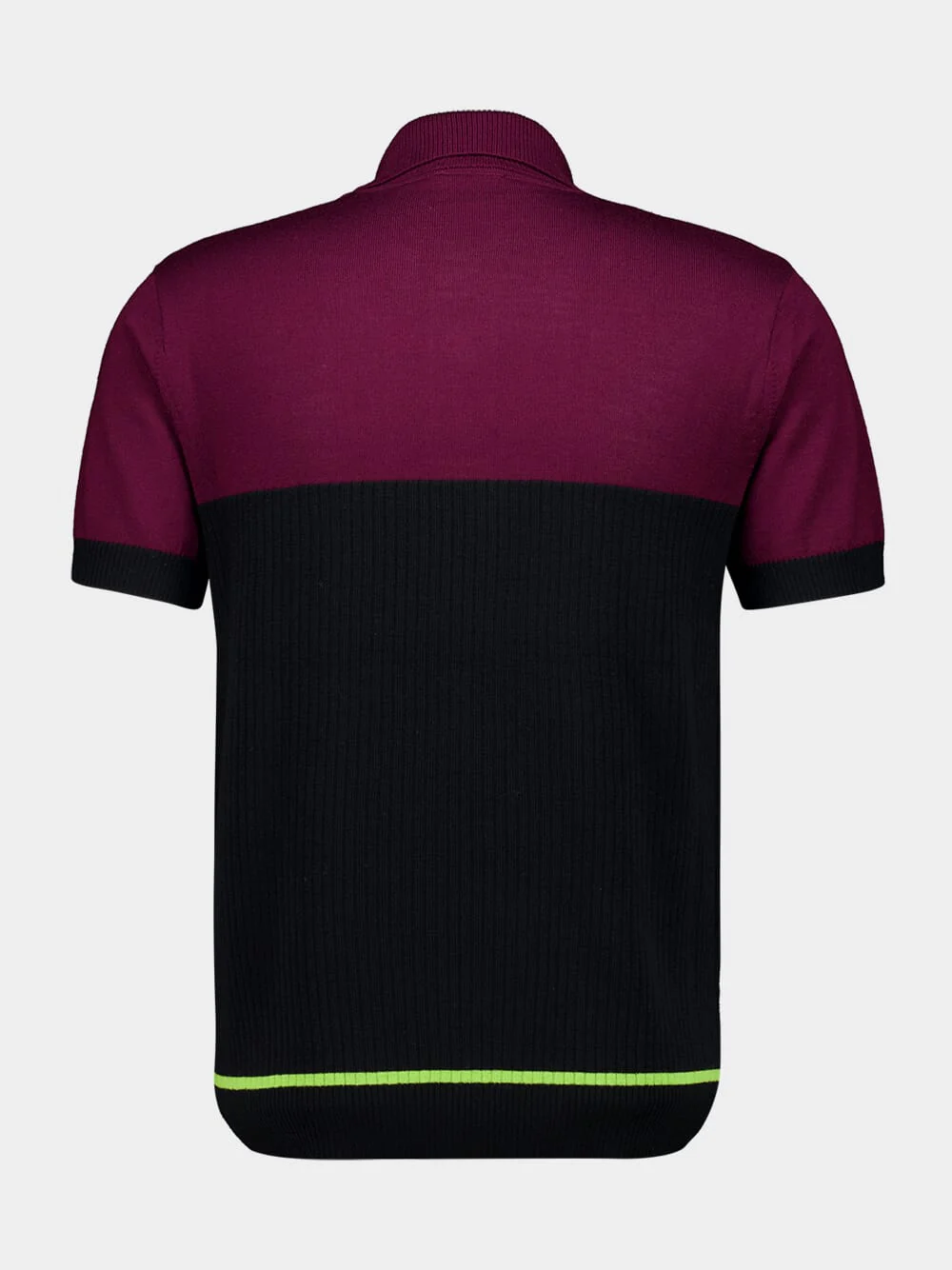 Black Merino Wool Stripe Polo Shirt - Image 2