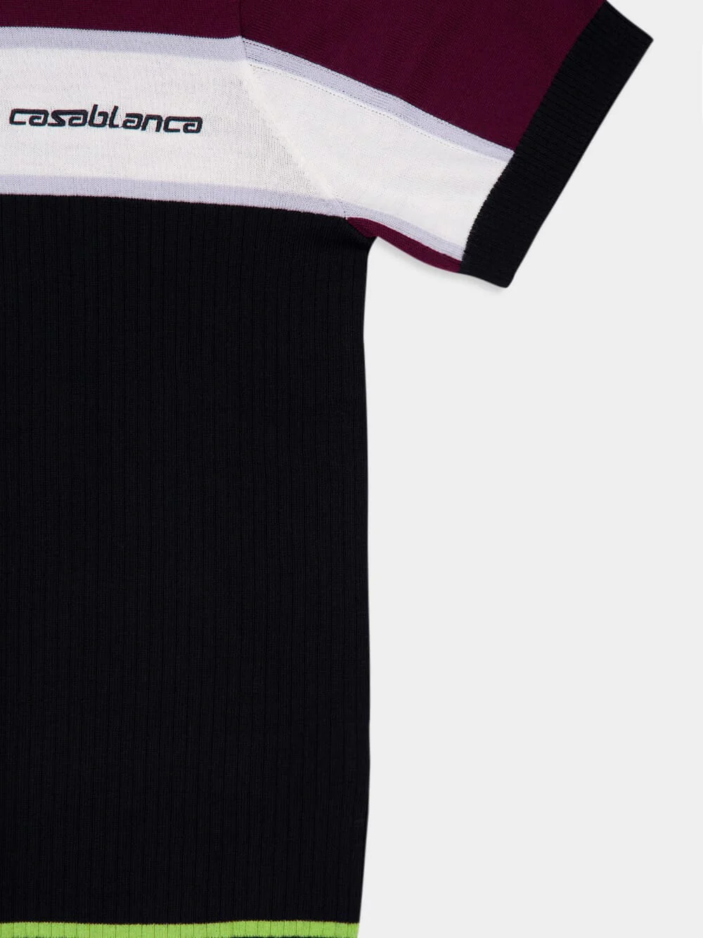 Black Merino Wool Stripe Polo Shirt - Image 4