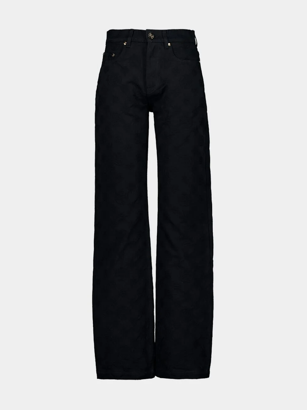 Black Straight Fit Monogram Denim Jeans
