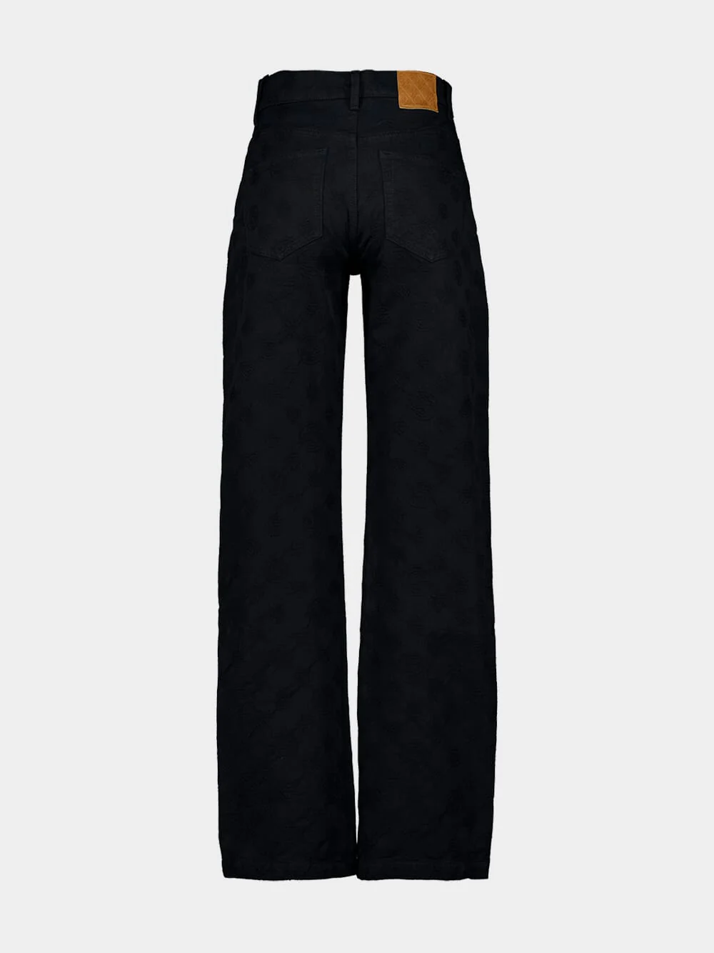 Black Straight Fit Monogram Denim Jeans - Image 2