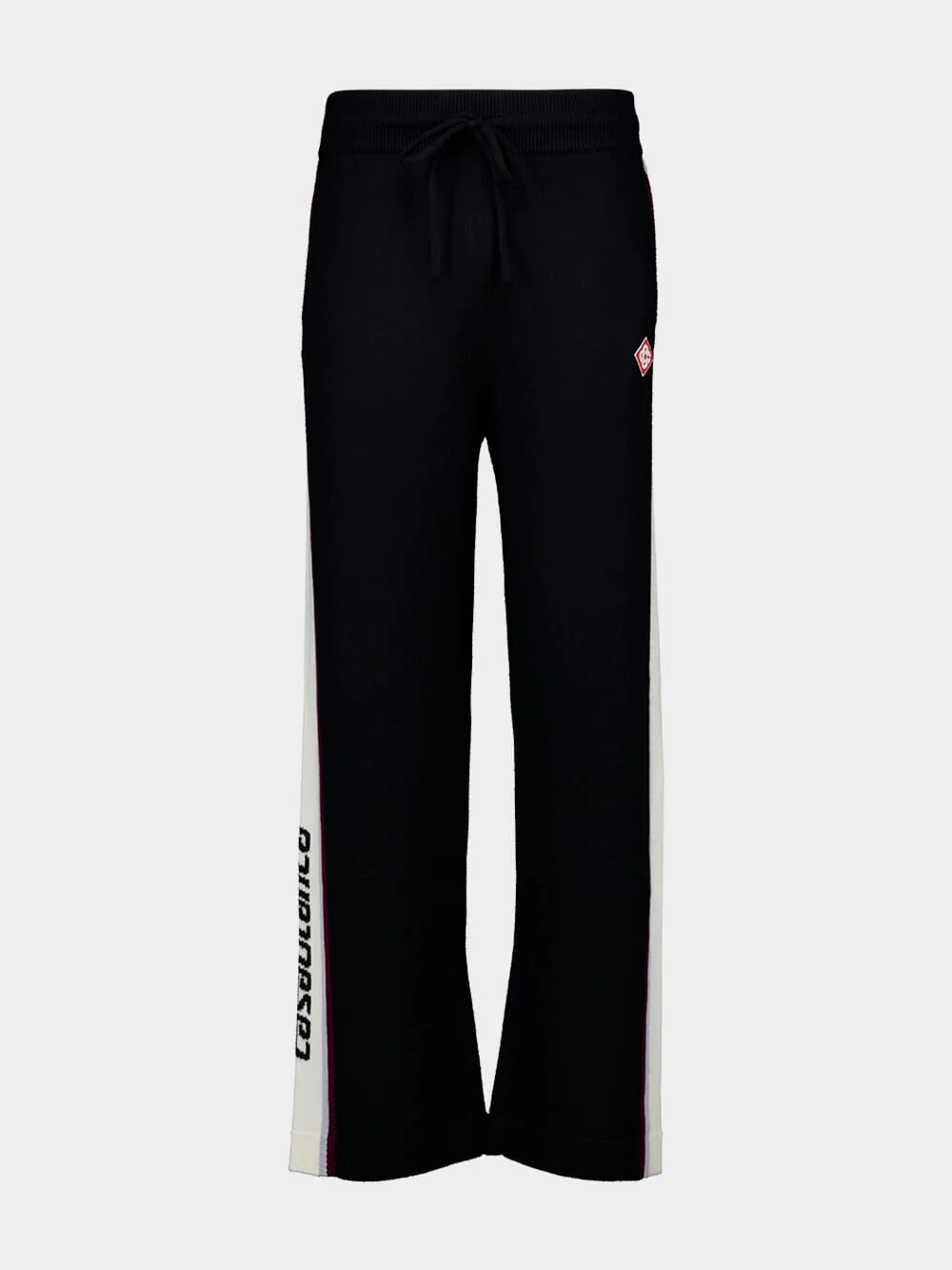 Black Stripe Merino Knit Trousers