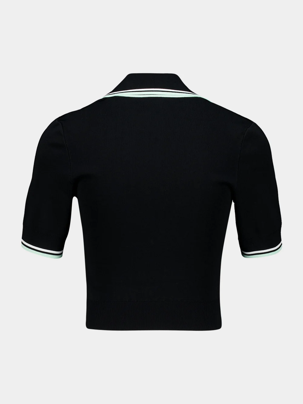 Black V-Neck Short-Sleeve Polo in Viscose - Image 2