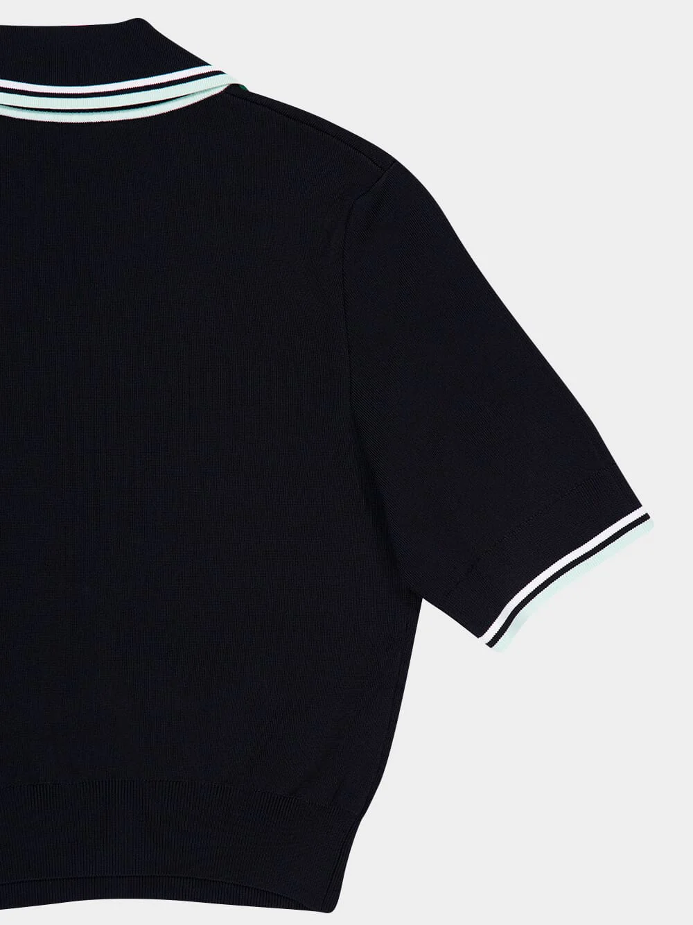 Black V-Neck Short-Sleeve Polo in Viscose - Image 4