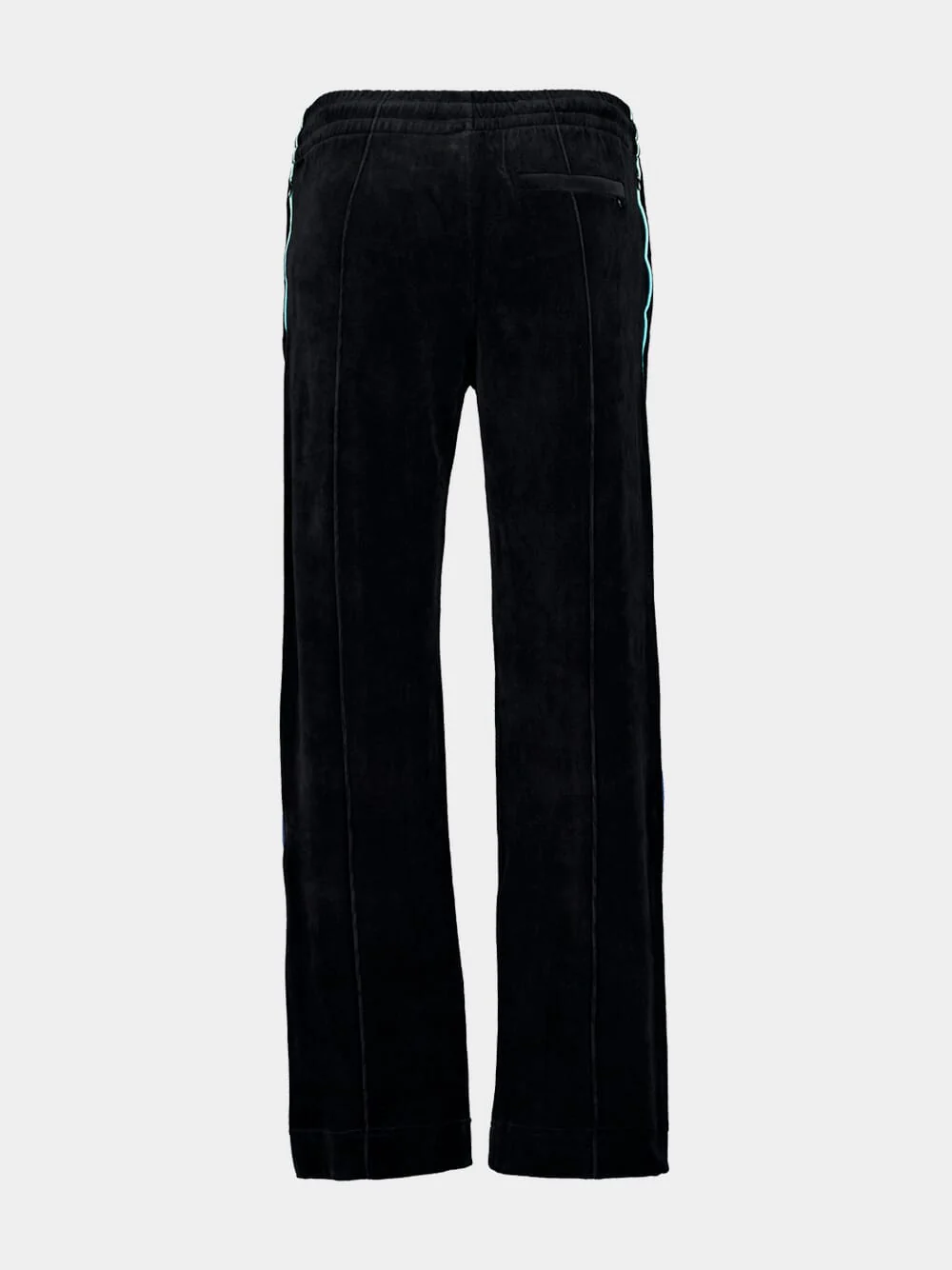 Black Velour Track Pants with Gradient Piping - Image 4