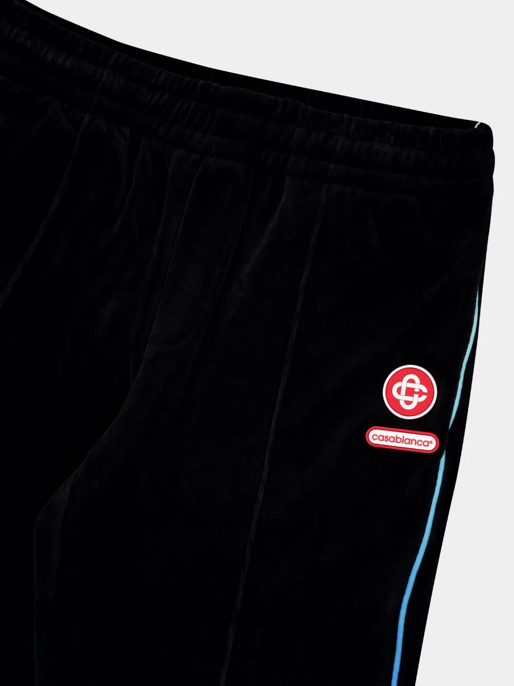Black Velour Track Pants with Gradient Piping - Image 5