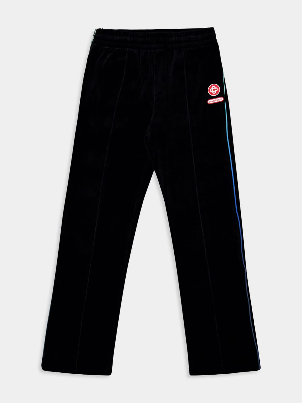 Black Velour Track Pants with Gradient Piping - Image 6