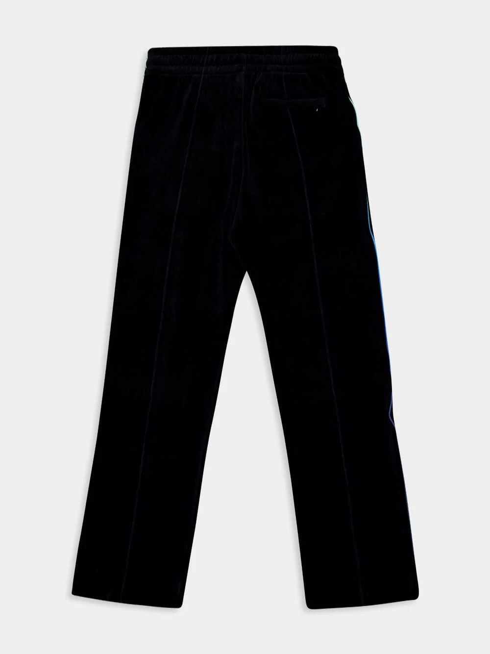 Black Velour Track Pants with Gradient Piping - Image 7