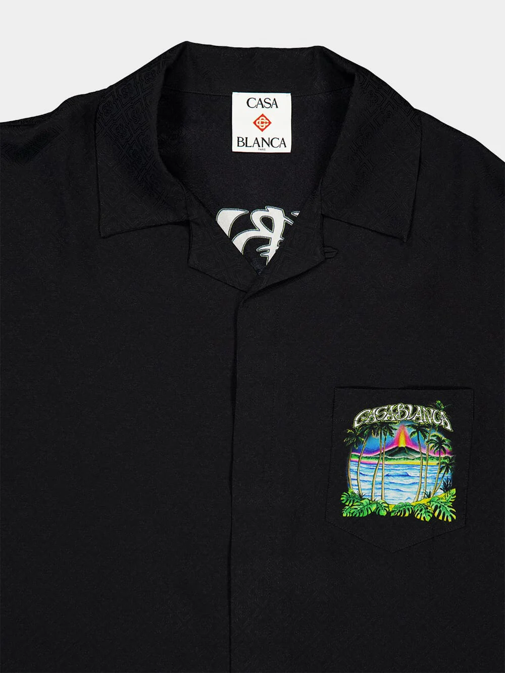 Black Volcano Silk Short Sleeve Shirt - Image 3