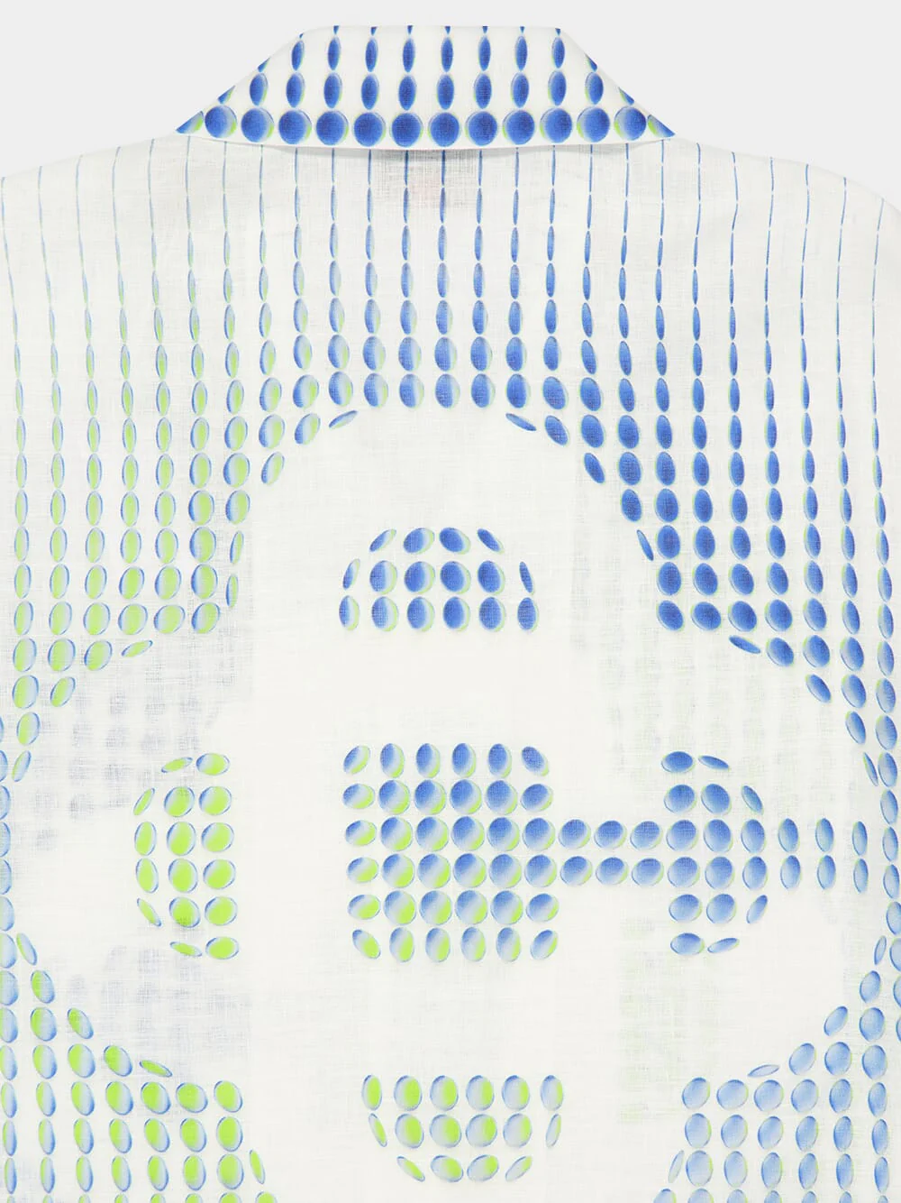 Blue and Green Dots Cuban Collar Linen Shirt - Image 4