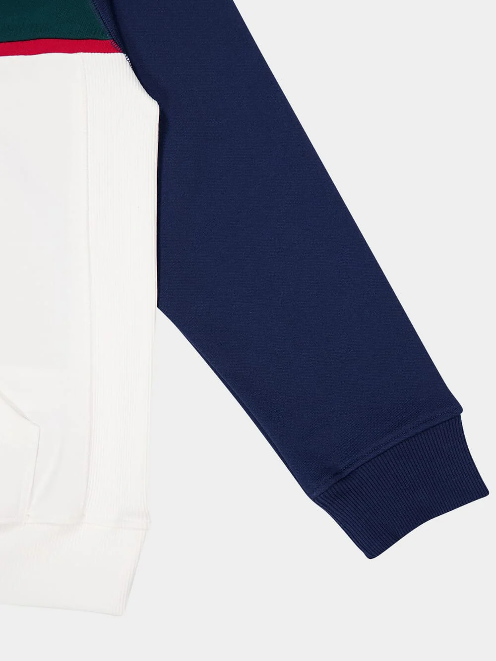 Blue Colourblock Quarter Zip Hooded Sweatshirt - Image 4