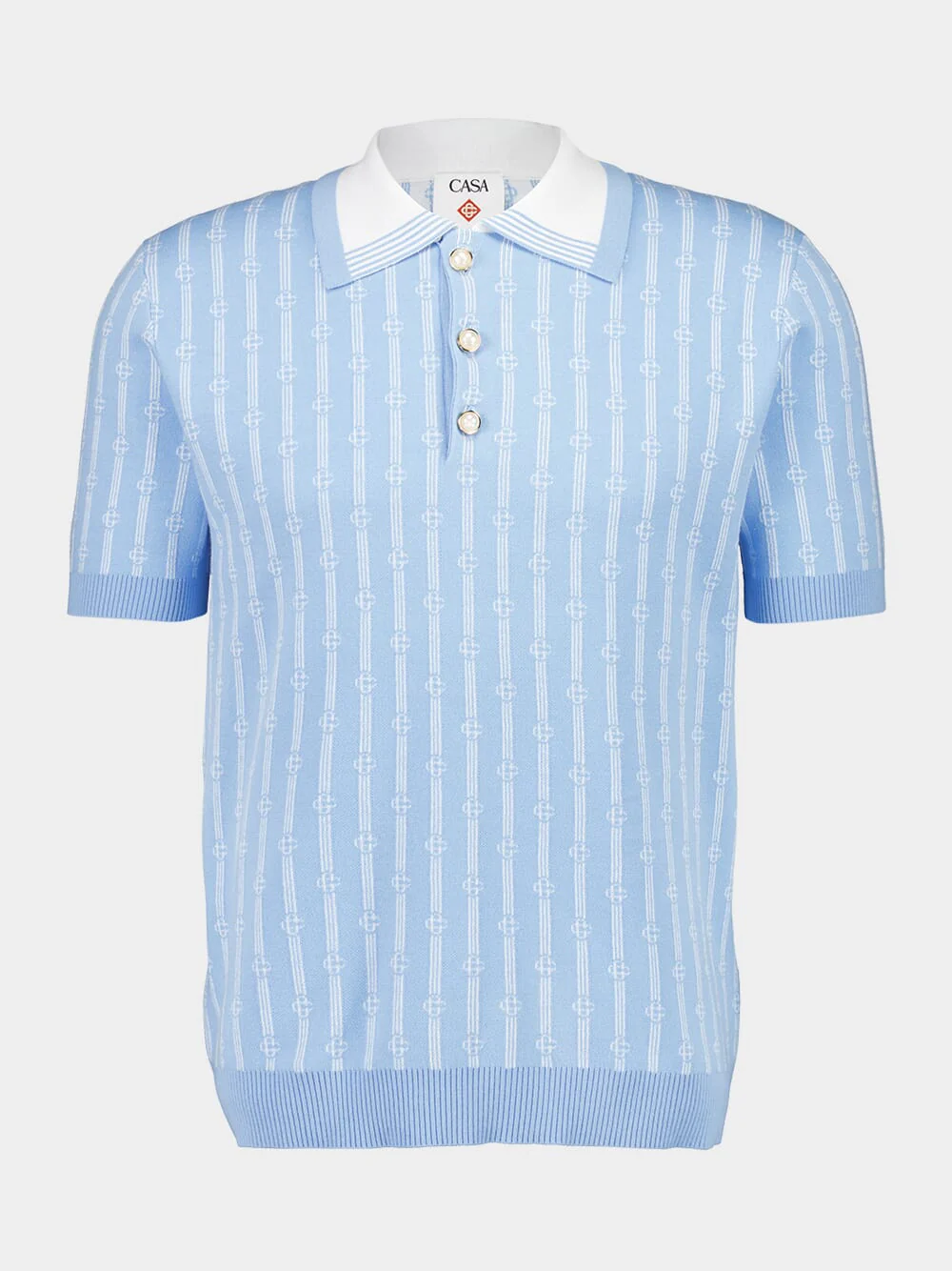 Blue Laurel Stripe Polo Shirt