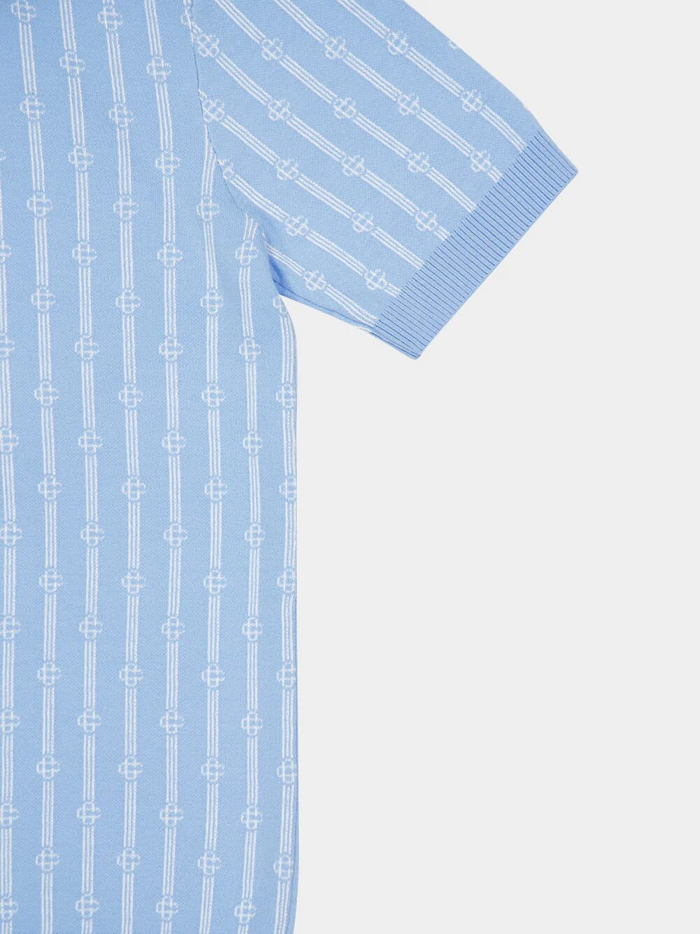 Blue Laurel Stripe Polo Shirt - Image 4