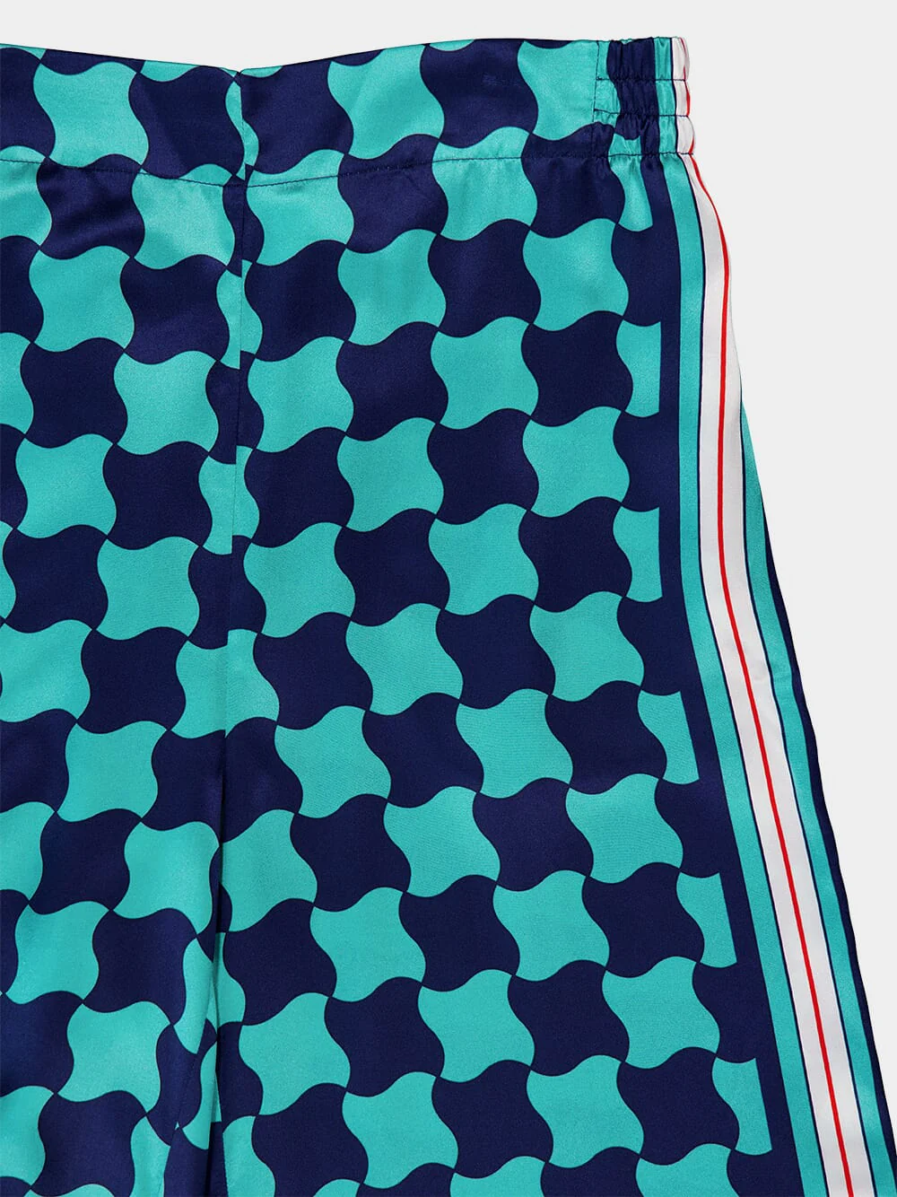 Blue Pool Tile Wide-Leg Silk Trousers - Image 3