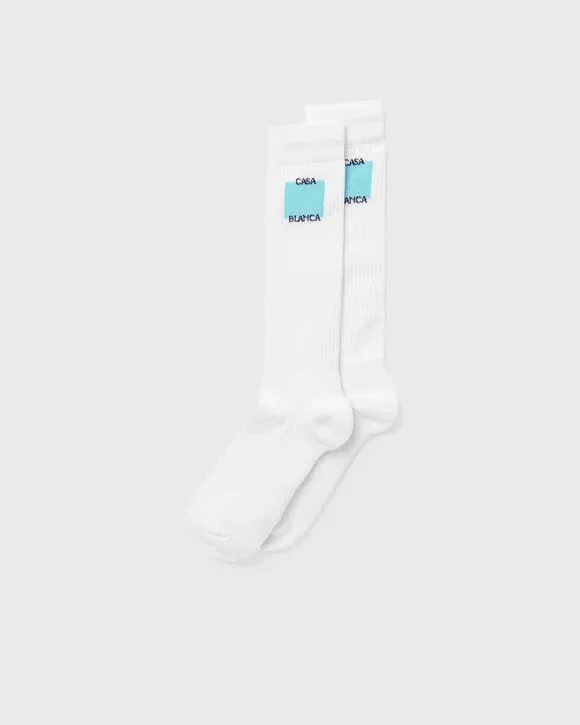 Casablanca Blue Square Logo Mid Calf Sport Socks