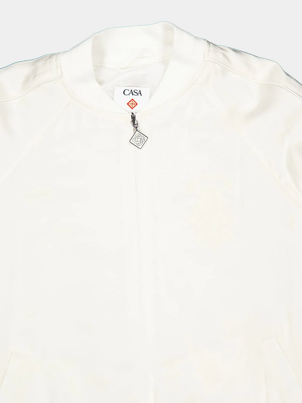 Off-White Satin Bomber Jacket - Image 3