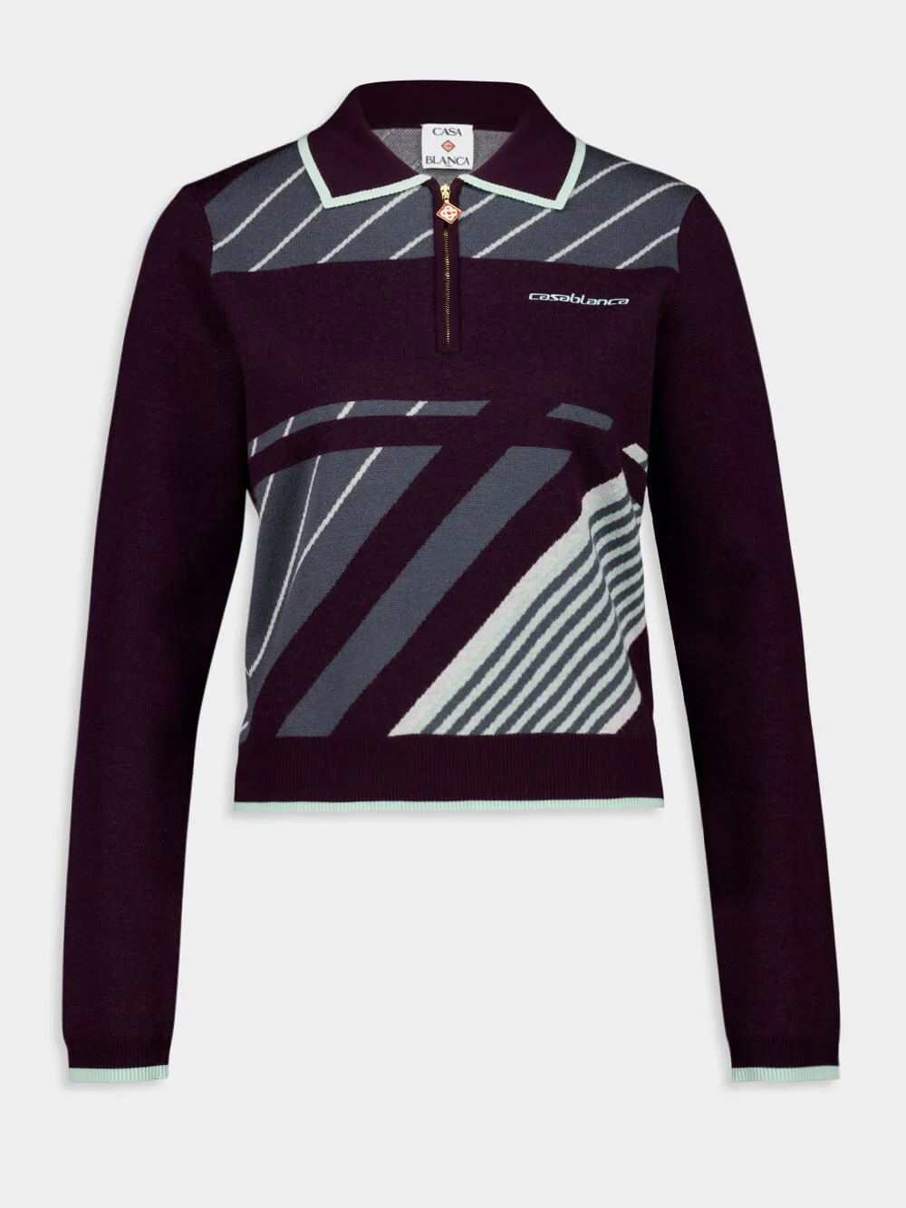 Burgundy Diagonal Merino Polo Shirt - Image 2