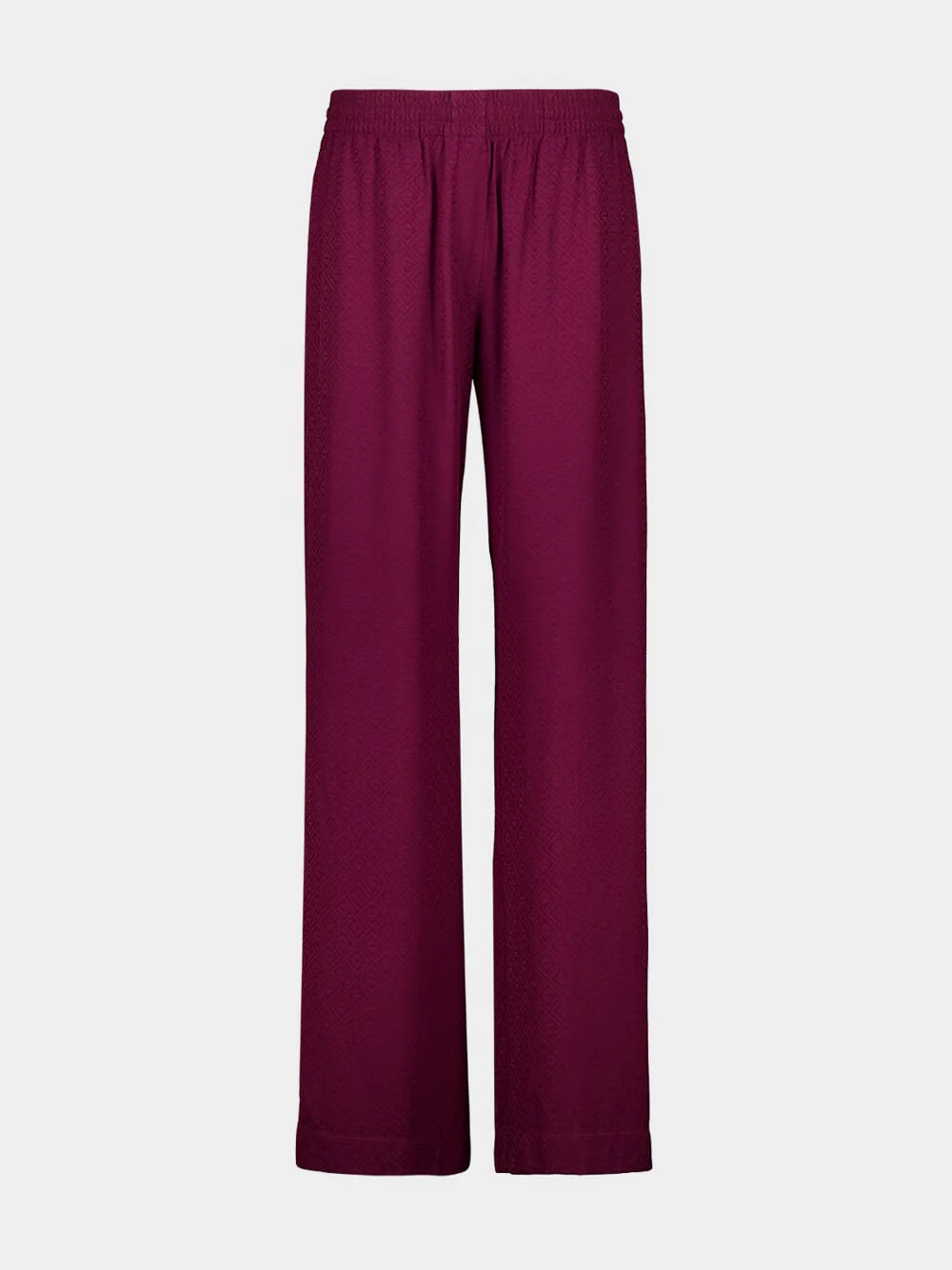 Burgundy Monogram Silk Lounge Trousers