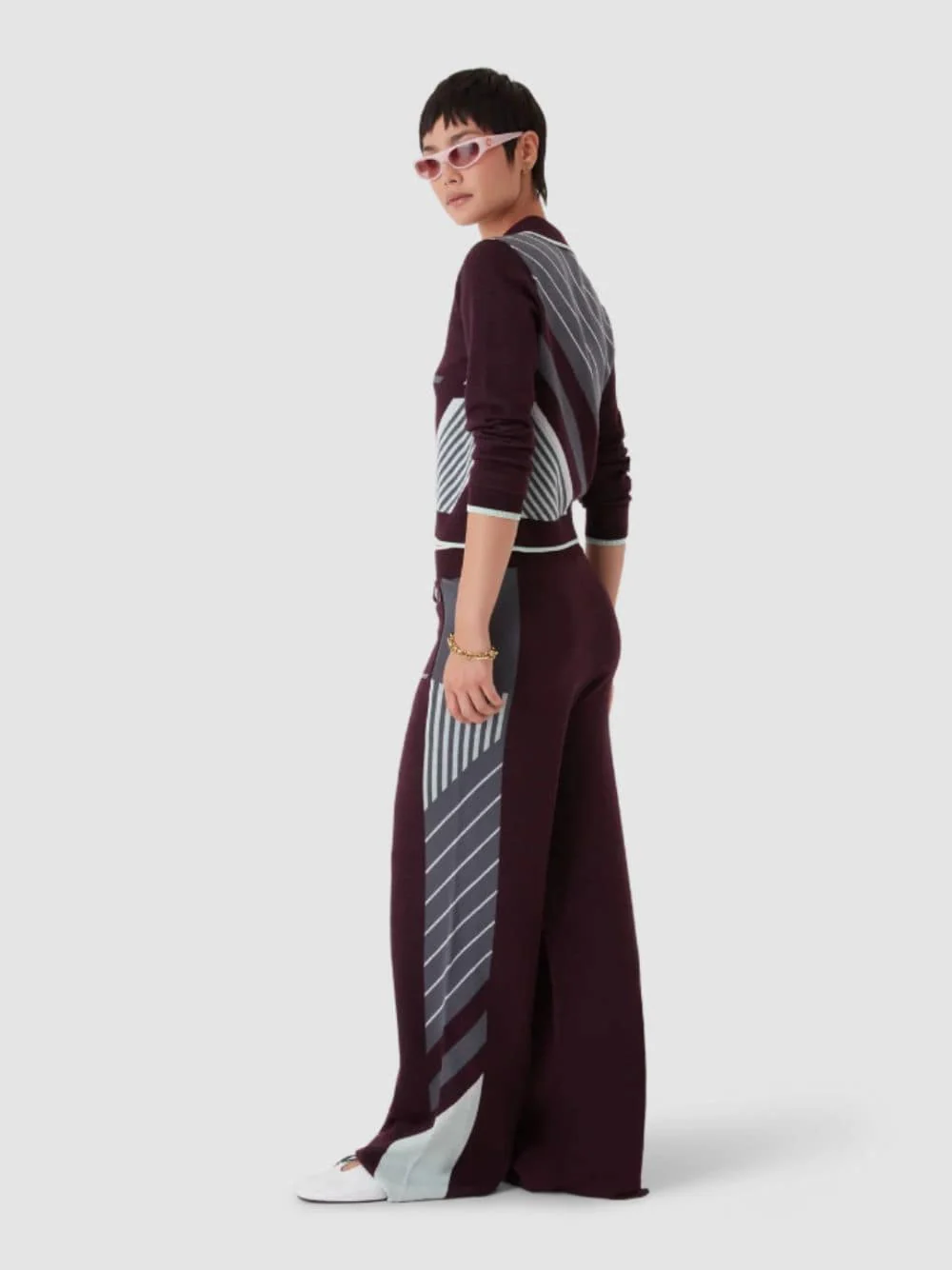 Burgundy Tennis Merino Trousers - Image 4