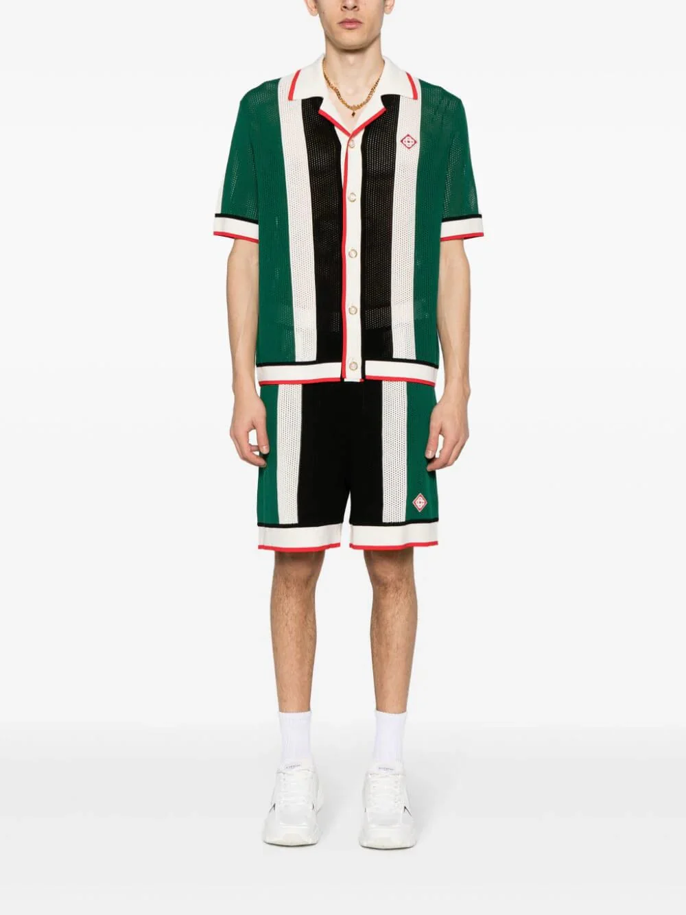 Striped Knitted Mesh Shirt - Image 2