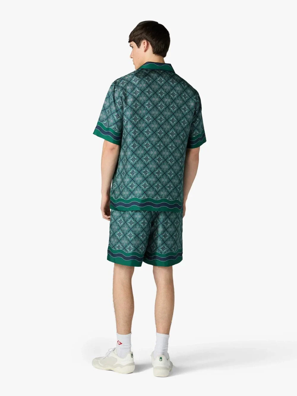 Dark Green Radiating Monogram Silk Shirt - Image 4