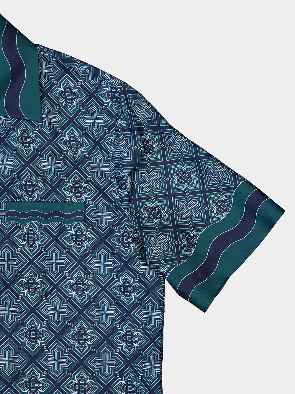 Dark Green Radiating Monogram Silk Shirt - Image 6