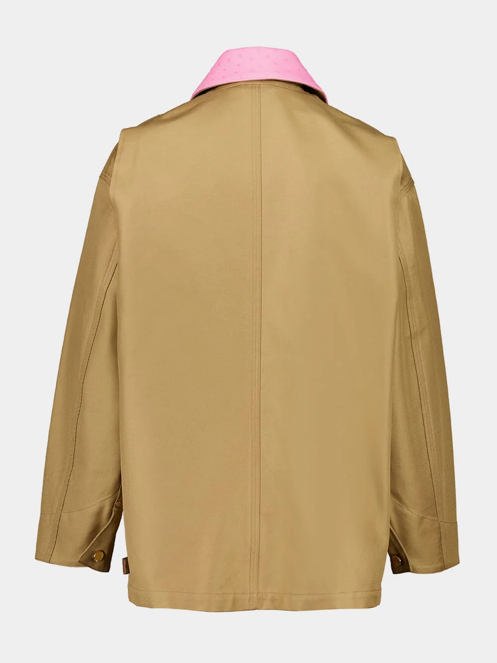 Ecru Cotton Workwear Jacket with Contrast Collar - Image 4